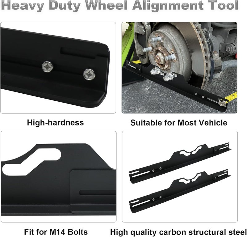 CHGJ Wheel Alignment Tool with Tape Measures,Heavy Duty Toe Alignment Tool Plates,Car Front End Alignment Tool, Fast & Accurate Car Alignment Tool Kit (Black) - Image 2